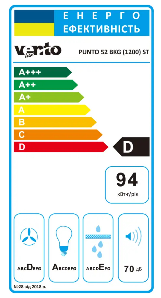 Фото - Витяжка вбудована Ventolux PUNTO 52 BKG (1200) ST