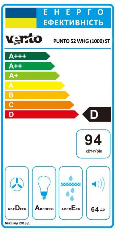 Фото - Витяжка вбудована Ventolux PUNTO 52 WHG (1000) ST