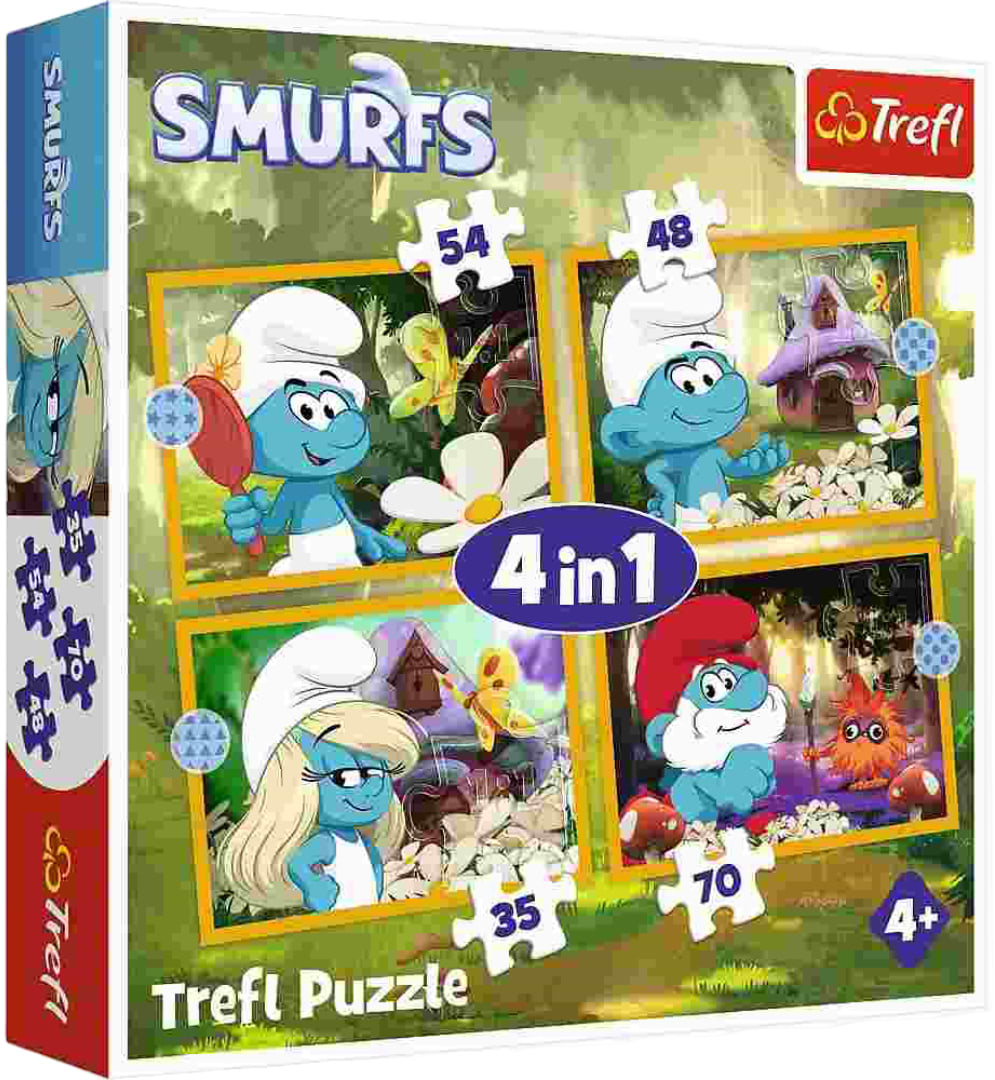 Пазлы (3-4 года) Trefl 4в1 The Smurfs Жизнь в деревне смурфов (5900511346640)