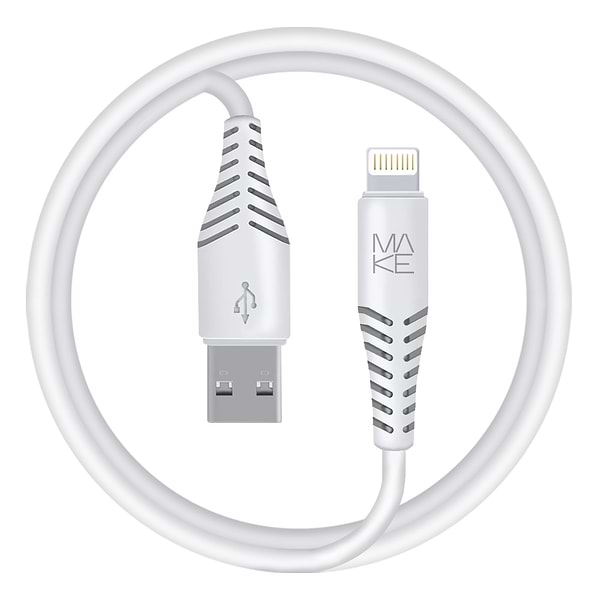 Фото - Уценка - Кабель синхронизации данных MAKE USB to Lightning 2.4A 1м PVC White (MCB-LP1WH)