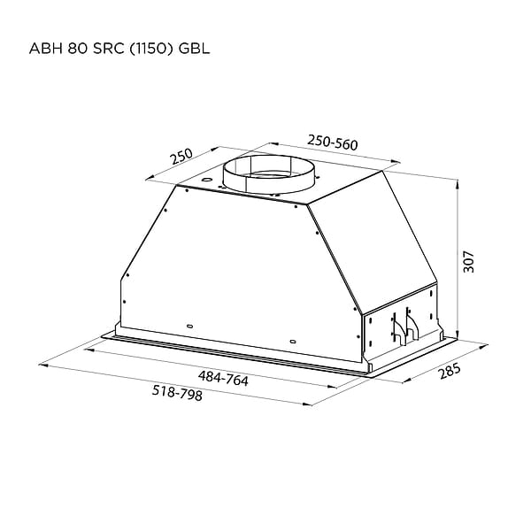 Фото - Вытяжка встраиваемая Pyramida ABH 80 SRC (1150) GBL
