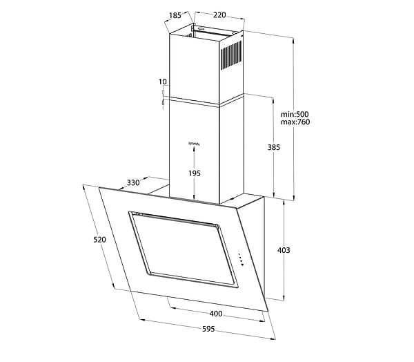Фото - Витяжка декоративна Pyramida ANR-F 60 S (1150) GWH