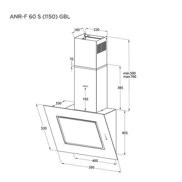 Фото - Витяжка декоративна Pyramida ANR-F 60 S (1150) GBL