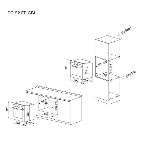 Фото - Духова шафа електрична Pyramida PO 92 EP GBL