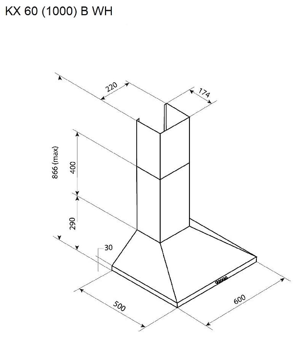 Фото - Витяжка декоративна Pyramida KX 60 (1000) B WH