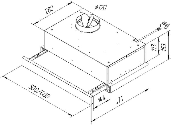 Фото - Вытяжка встраиваемая Pyramida TL 50 SLIM BL