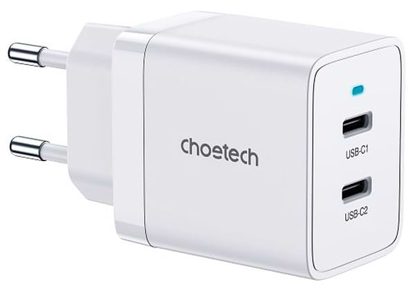 Фото - Мережевий зарядний пристрій Choetech 2 USB-C 40W (Q5006-EU-WH)