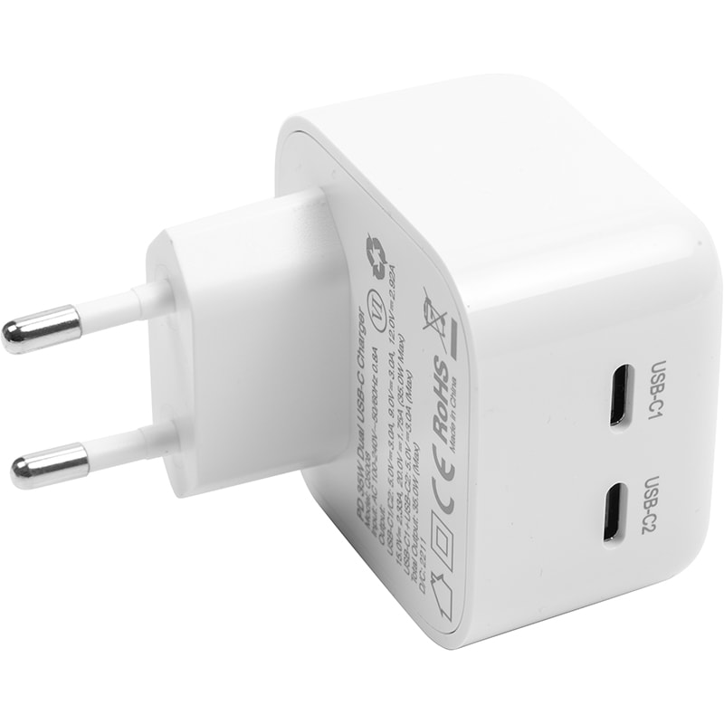 Сетевое зарядное устройство Choetech 2x USB Type-C 35W PD3.0, Qc3.0 (Q5008)