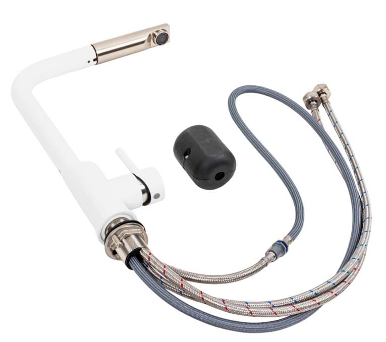 Фото - Смеситель кухонный VALESO с выдвижной воронкой Q411B Белоснежный