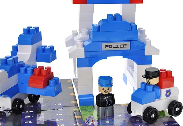 Фото - Пластиковий конструктор qbee "Block&Steps: Поліцейський патруль" + ходилка і меморі гра 3в1, 94дет.  (QB300-002)