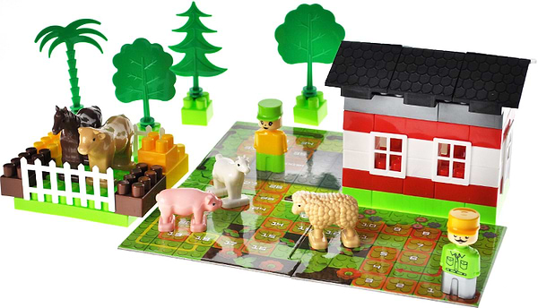 Фото - Пластиковий конструктор qbee "Block&Steps: Весела Ферма" + ходилка і меморі гра 3в1, 79дет.  (QB300-005)