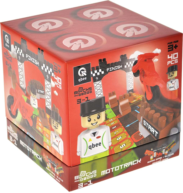 Фото - Пластиковий конструктор qbee "Block&Steps: Мототрек" + ходилка і меморі гра 3в1, 40дет.  (QB300-103)
