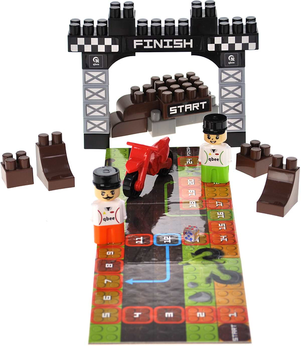 Фото - Пластиковий конструктор qbee "Block&Steps: Мототрек" + ходилка і меморі гра 3в1, 40дет.  (QB300-103)