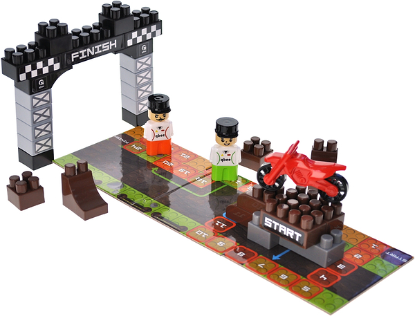 Фото - Пластиковий конструктор qbee "Block&Steps: Мототрек" + ходилка і меморі гра 3в1, 40дет.  (QB300-103)