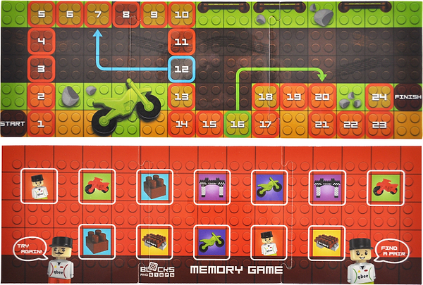 Фото - Пластиковий конструктор qbee "Block&Steps: Мототрек" + ходилка і меморі гра 3в1, 40дет.  (QB300-103)