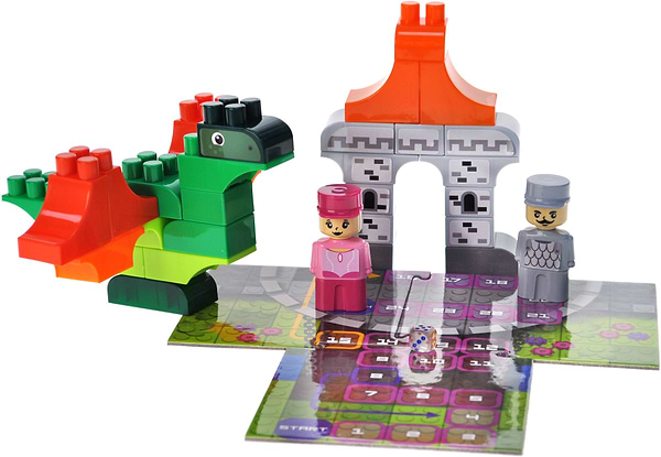 Фото - Пластиковий конструктор qbee "Block&Steps: Дракон та замок" + ходилка і меморі гра 3в1, 43дет.  (QB300-106)