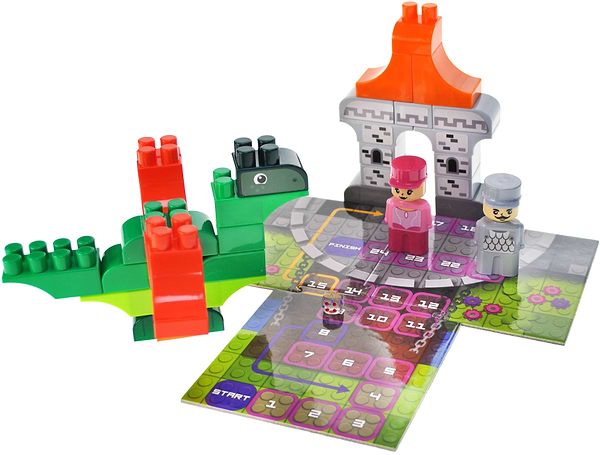 Фото - Пластиковий конструктор qbee "Block&Steps: Дракон та замок" + ходилка і меморі гра 3в1, 43дет.  (QB300-106)