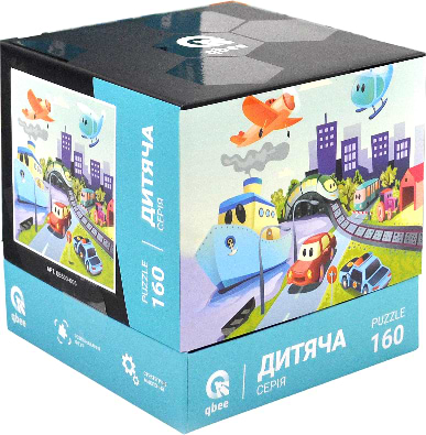 Пазли картонні (8 +) qbee 160 эл. Дитяча серія - "Транспортний порядок" (QB500-006) - Фото 1