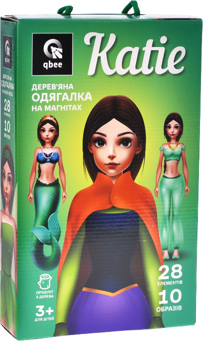 Настільна гра магнітна (3-4 роки) qbee Дерев'яна одягалка "Katie"  (QB600-008) - Фото 1