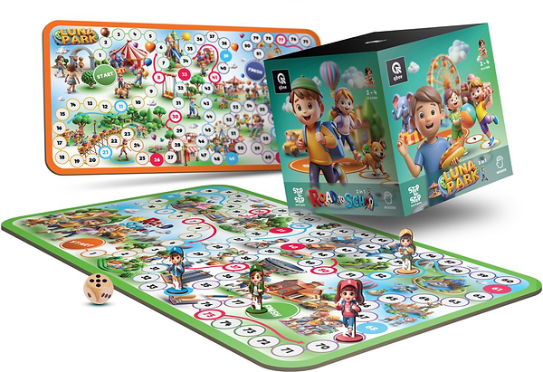 Фото - Настольная игра (5-7 лет) qbee STEP BY STEP - Road to School &amp; Luna Park (QB701-004)