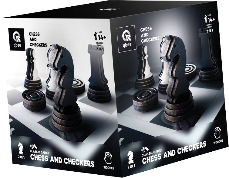 Фото - Настольная игра (12+) qbee Шахматы-шашки 2в1 (QB701-005)