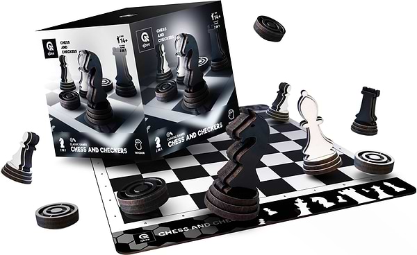 Фото - Настольная игра (12+) qbee Шахматы-шашки 2в1 (QB701-005)