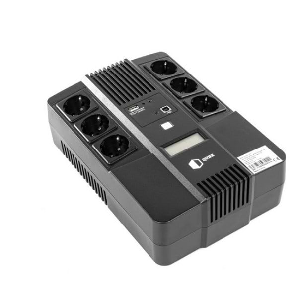 Источник бесперебойного питания QUBE AIO 650, 650VA/360W, LCD, 6 x Schuko, RJ-45, USB (QBAIO650)