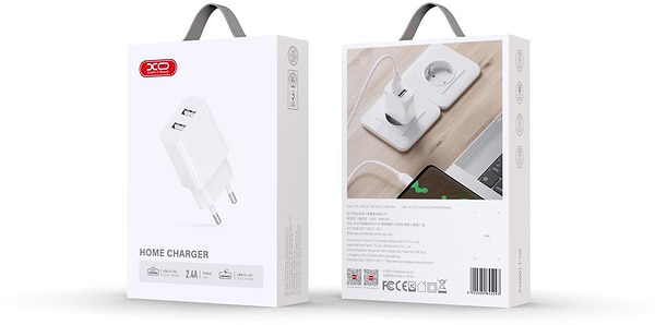 Фото - Сетевое зарядное устройство XO Dual USB-A 2.4A Charger (XO-QC09)