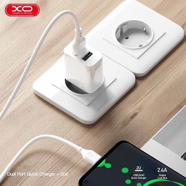 Фото - Сетевое зарядное устройство XO Dual USB-A 2.4A Charger (XO-QC09)