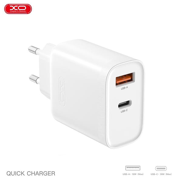Фото - Уценка - Сетевое зарядное устройство XO PD30W/QC18W 1USB-C+1USB-A fast charging (XO-QC16)