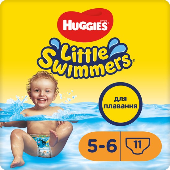 Одноразові підгузники-трусики для плавання Huggies Little Swimmers 5-6 (12-18 кг), 11 шт. (5029053538426) - Фото 1