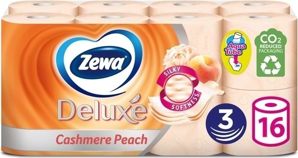 Туалетная бумага Zewa Deluxe персик трехслойная 16 рулонов (7322540201192)