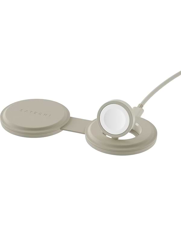 Фото - Бездротовий зарядний пристрій Satechi OntheGo 2-in-1 Wireless Charger Sand (ST-QTG21W)