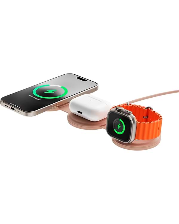 Фото - Бездротовий зарядний пристрій Satechi OntheGo 3-in-1 Wireless Charger Desert Rose (ST-QTG31R)
