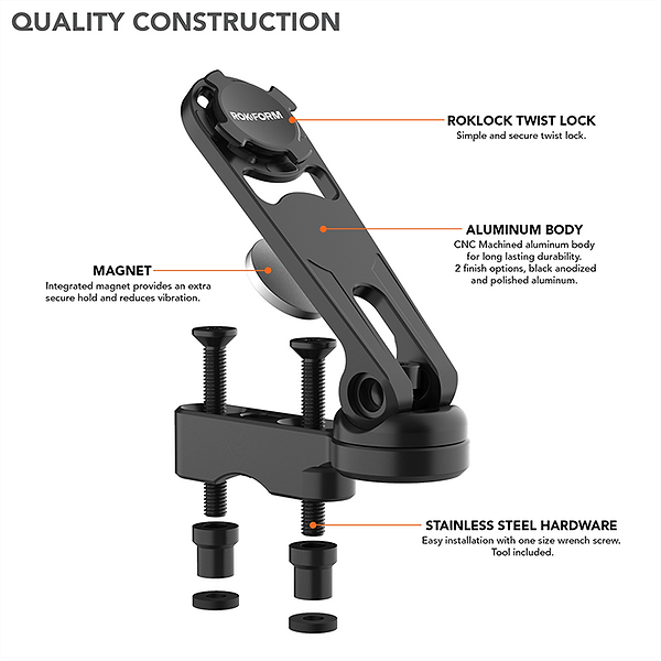Фото - Уценка - Держатель для мобильного устройства Rokform Pro Serie Polished Alu Motorcycle Perch Mount (334201P-PA)