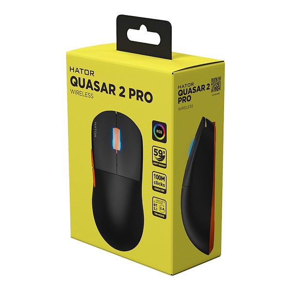 Фото - Миша бездротова ігрова Hator Quasar 2 Pro Wireless/Bluetooth/USB Black-Orange (HTM560BO)
