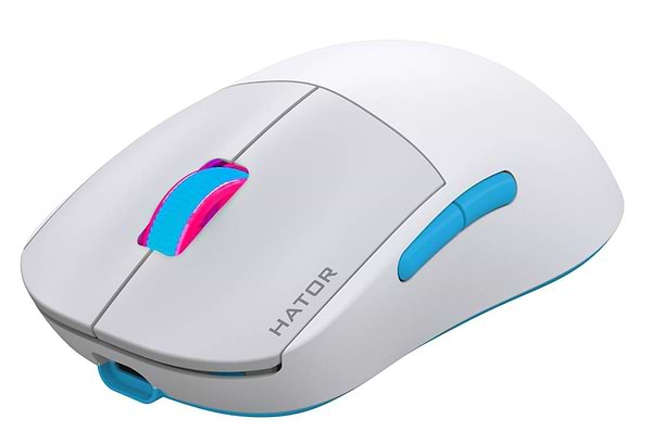 Фото - Миша бездротова ігрова Hator Quasar 2 Pro Wireless/Bluetooth/USB White-Cyan (HTM561WC)