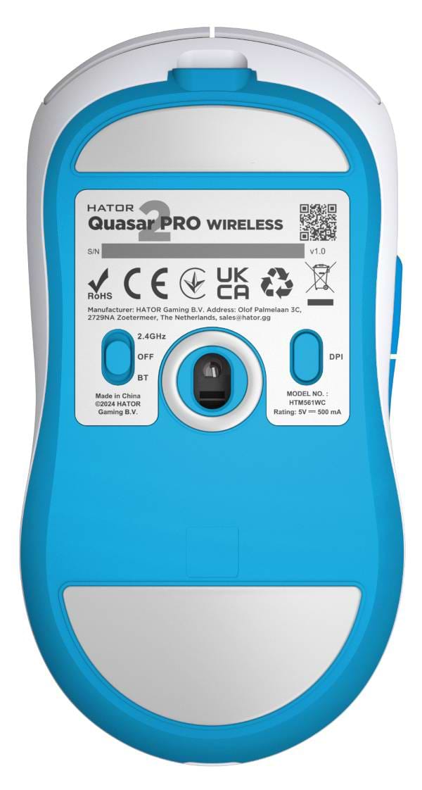 Фото - Миша бездротова ігрова Hator Quasar 2 Pro Wireless/Bluetooth/USB White-Cyan (HTM561WC)