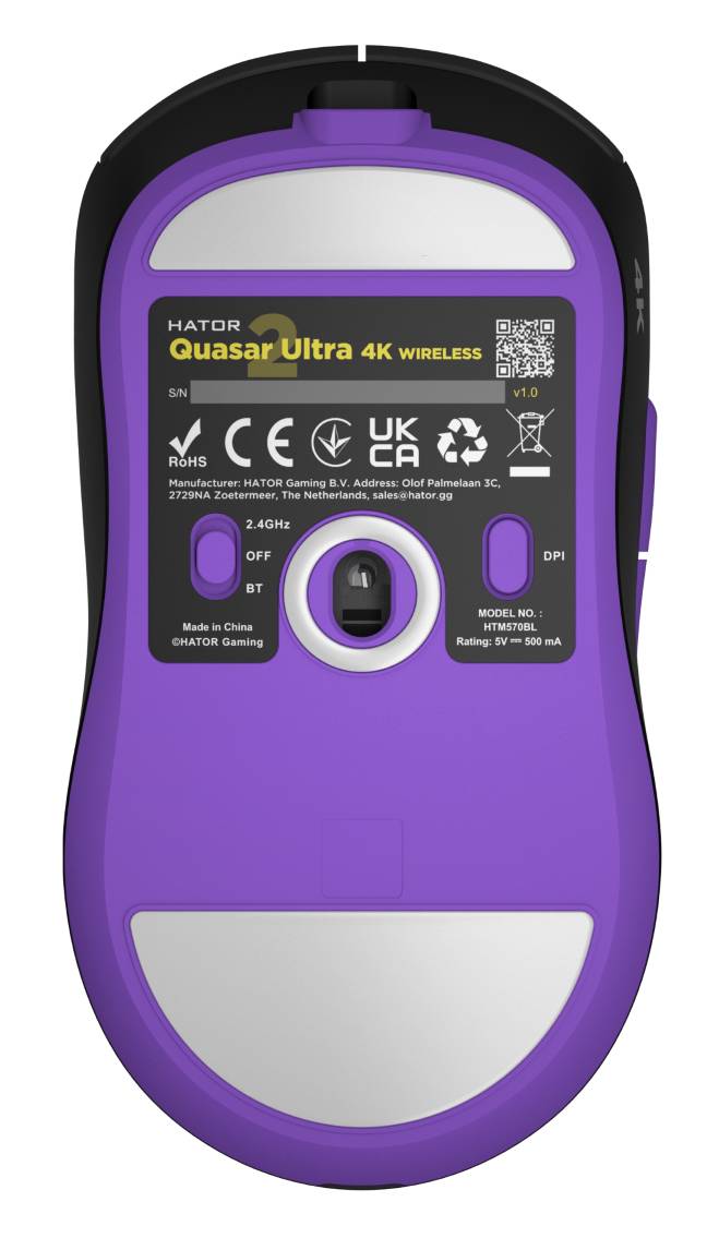 Фото - Мышь беспроводная игровая Hator Quasar 2 Ultra 4K Wireless/Bluetooth/USB Black-Lilac (HTM570BL)