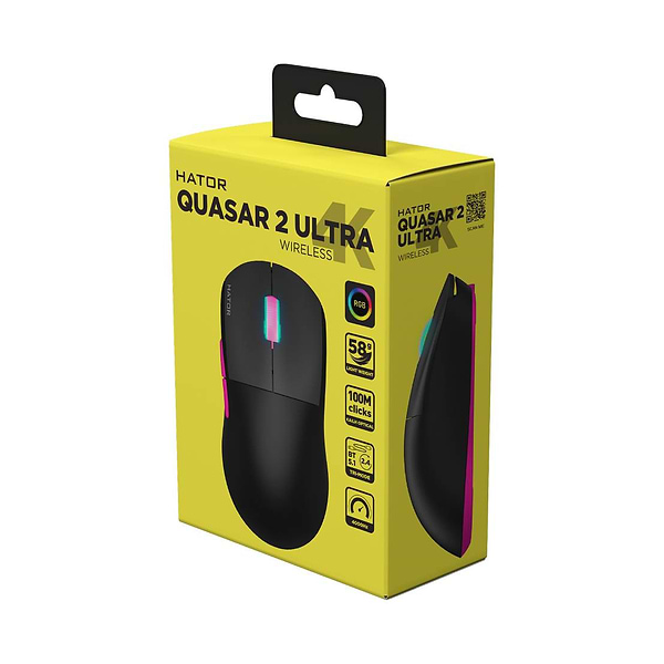 Фото - Мышь беспроводная игровая Hator Quasar 2 Ultra 4K Wireless/Bluetooth/USB Black-Pink (HTM570BP)
