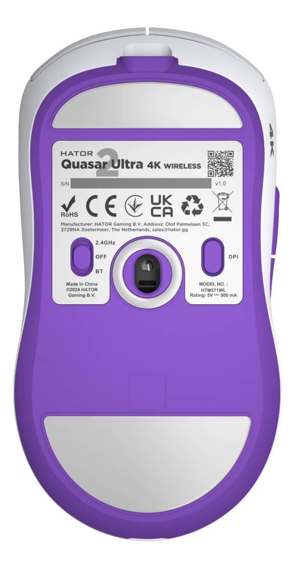 Фото - Мышь беспроводная игровая Hator Quasar 2 Ultra 4K Wireless/Bluetooth/USB White-Lilac (HTM571WL)
