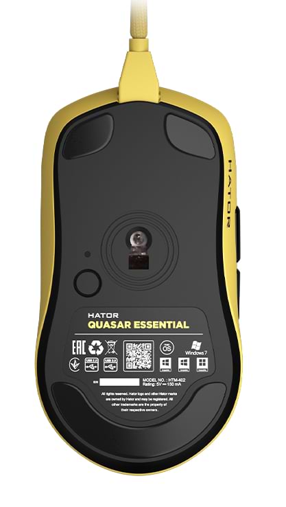 Фото - Миша дротова ігрова Hator Quasar Essential Yellow (HTM-402)