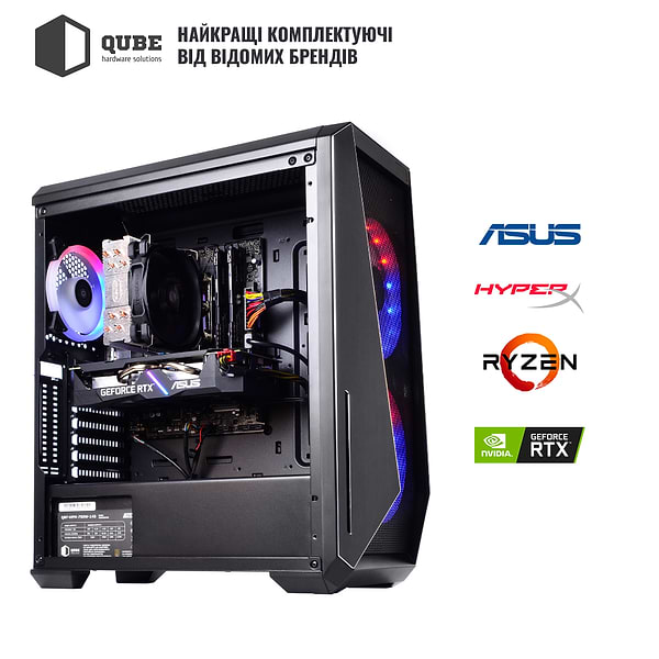Фото - Системний блок QUBE QB Ryzen 5 5600X RTX 3060 TI 8GB 321 (Ryzen55600XRTX3060TI8GB321)