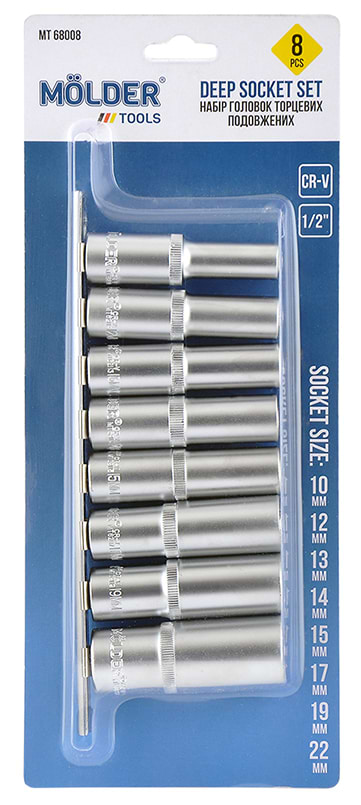 Набор торцевых головок Molder 1/2 72T CR-V 10-22 мм 8 шт. (MT68008)