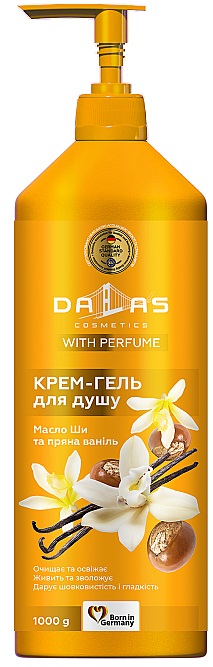 Гель для душа DALAS крем Масло Ши і пряна ваніль 1л - Фото 1