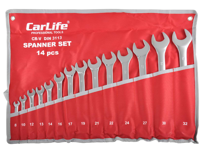 Набор комбинированных ключей CarLife CR-V 8-32 мм 14 шт. (WR4214)