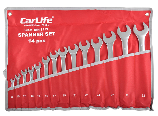 Фото - Набір комбінованих ключів CarLife CR-V 8-32 мм 14 шт. (WR4214)