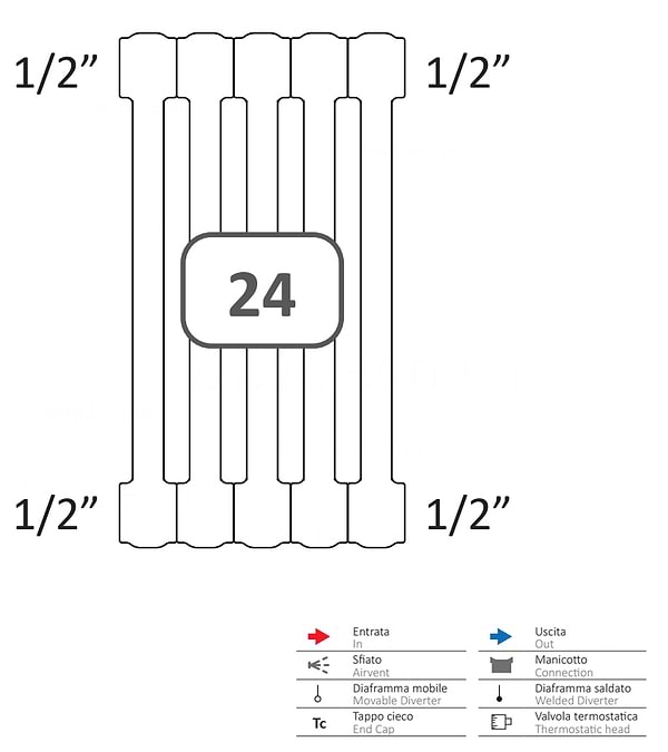 Фото - Радиатор отопления Cordivari ARDESIA COL.2 EL. 8 H1800 24 F04 GRIGIO GRAFITE (AR2081800024F04A)