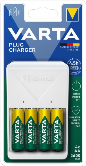 З/устройство для аккумуляторов AA/AAA Varta ЗPlug Charger 4хNI MH (57657101461)