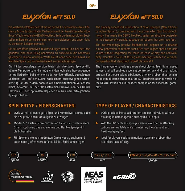 Фото - Ракетка для настільного тенісу Gewo Allround Classic, Elaxxon 50.0 + 45.0 ST (1163900001)